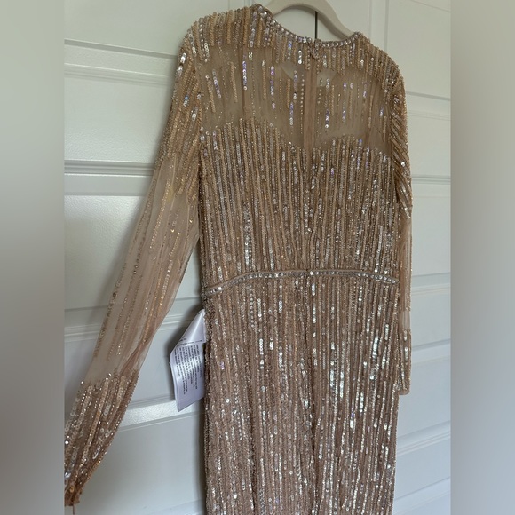 Mac Duggal Sequin Illusion Long Sleeve Trumpet Gown in Rose Gold NWT - Picture 8 of 10